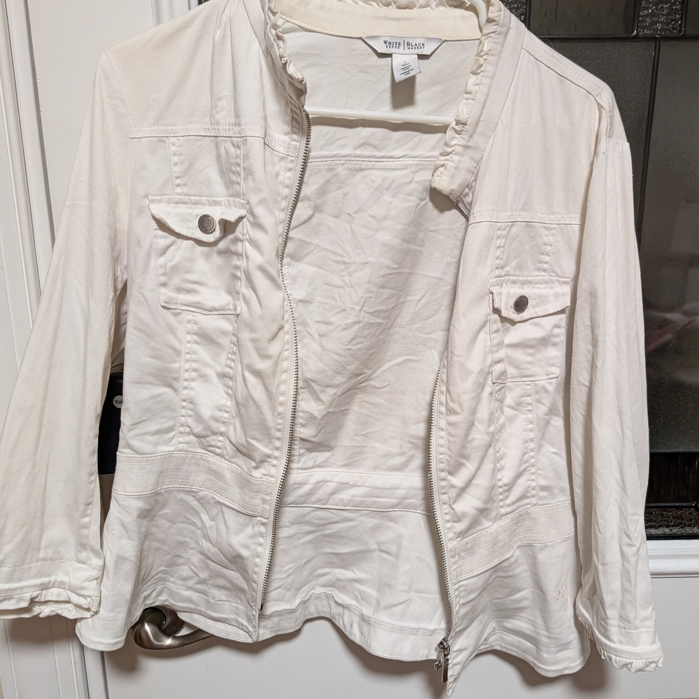 White House Black Market Cream Utility Jacket